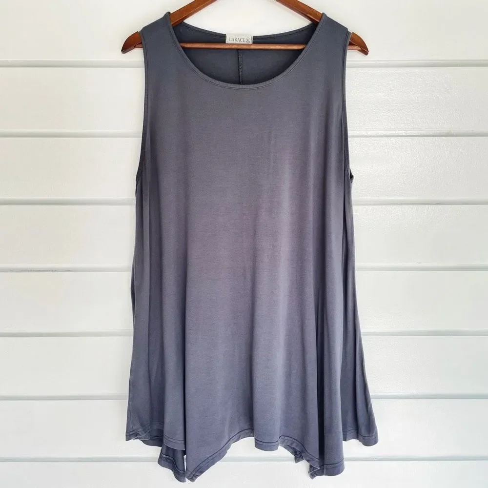 Larace Crew Neck Swing Flare Solid Sleeveless Tank Top Size XL